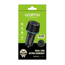 oraimo dual usb ultra compact car charger – 10.5w fast charging adapter